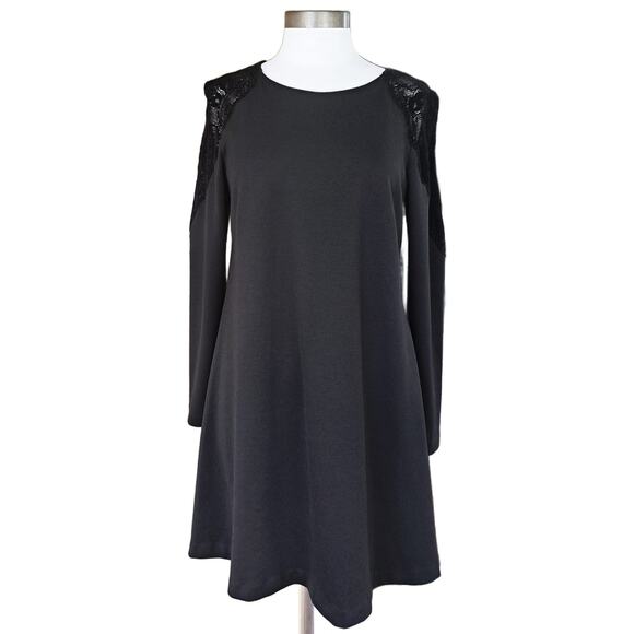 PIETRO BRUNELLI Black Maternity A-line Dress Small Lace Shoulder Office Party - Picture 2 of 12